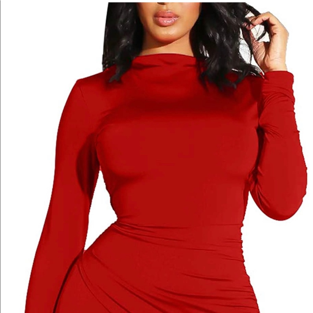 Red stretchy mini dress